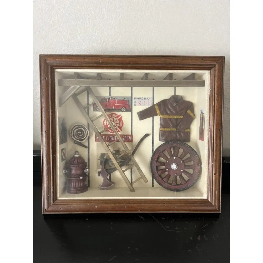 FIREMAN PLAQUE PICTURE SHADOW BOX